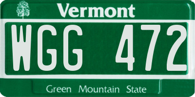 VT license plate WGG472