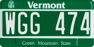 VT license plate WGG474