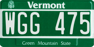 VT license plate WGG475