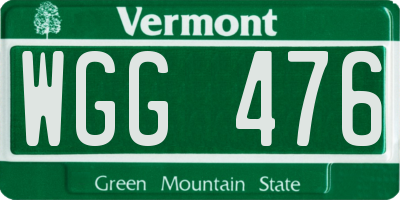 VT license plate WGG476