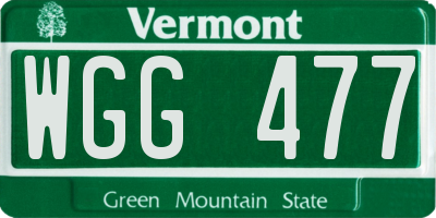 VT license plate WGG477