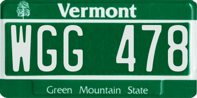 VT license plate WGG478
