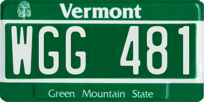 VT license plate WGG481