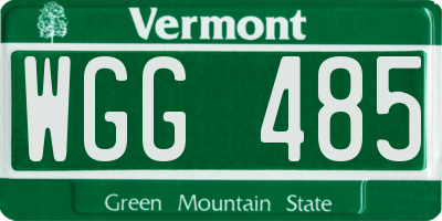 VT license plate WGG485