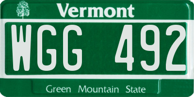VT license plate WGG492