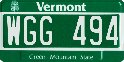 VT license plate WGG494