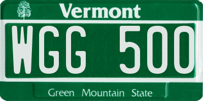 VT license plate WGG500