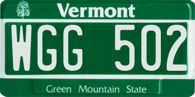 VT license plate WGG502