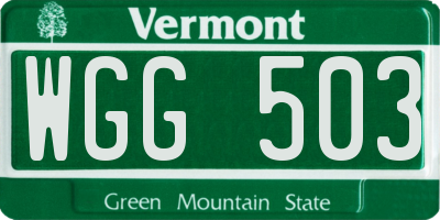 VT license plate WGG503
