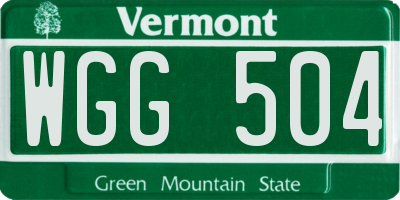 VT license plate WGG504