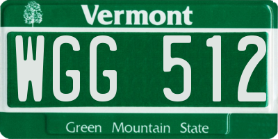 VT license plate WGG512