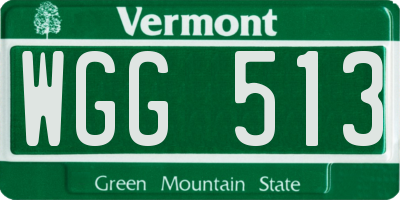 VT license plate WGG513