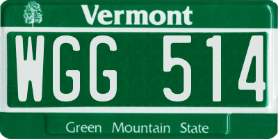 VT license plate WGG514