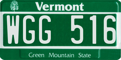 VT license plate WGG516