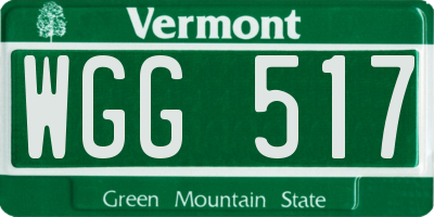 VT license plate WGG517