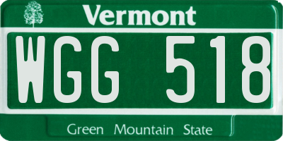 VT license plate WGG518