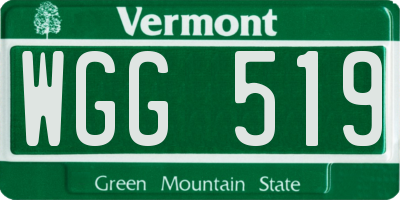 VT license plate WGG519