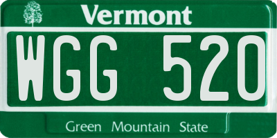 VT license plate WGG520
