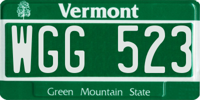 VT license plate WGG523