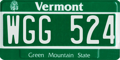 VT license plate WGG524