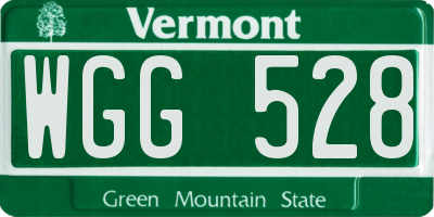 VT license plate WGG528