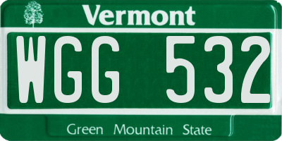 VT license plate WGG532