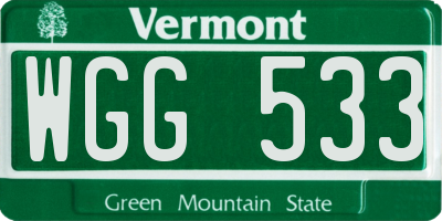 VT license plate WGG533