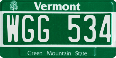VT license plate WGG534