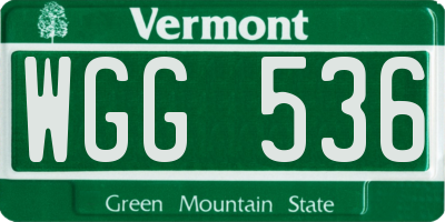 VT license plate WGG536