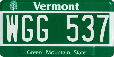 VT license plate WGG537