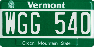VT license plate WGG540