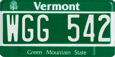 VT license plate WGG542