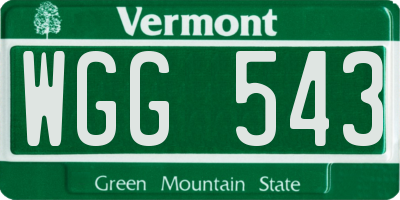 VT license plate WGG543