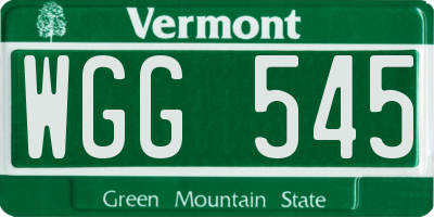 VT license plate WGG545