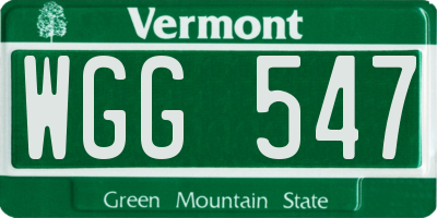 VT license plate WGG547