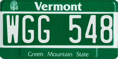 VT license plate WGG548