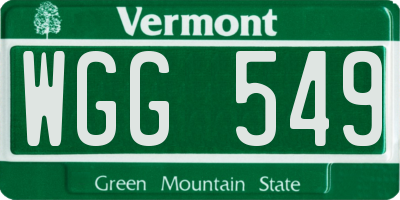 VT license plate WGG549