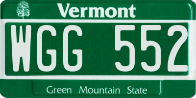 VT license plate WGG552
