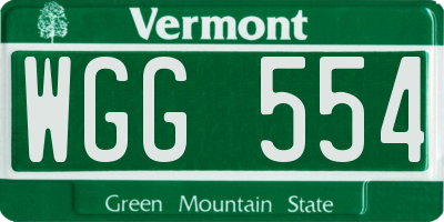 VT license plate WGG554