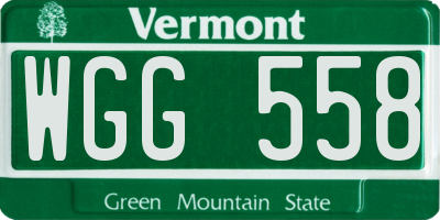 VT license plate WGG558