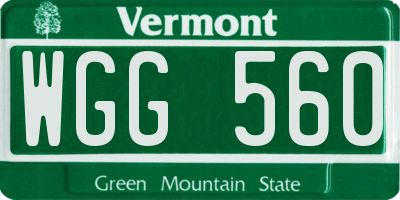 VT license plate WGG560