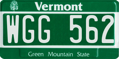 VT license plate WGG562