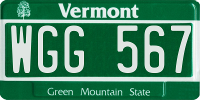 VT license plate WGG567