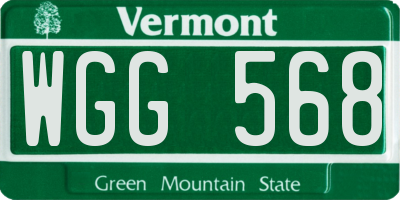 VT license plate WGG568