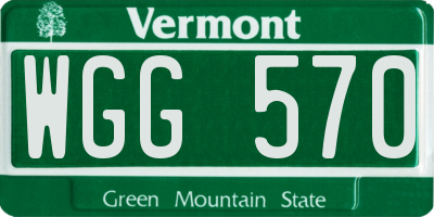 VT license plate WGG570