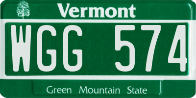 VT license plate WGG574