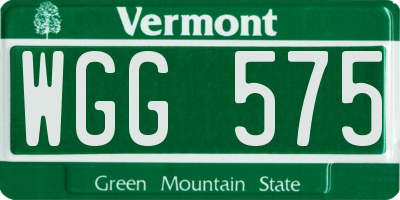 VT license plate WGG575