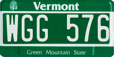 VT license plate WGG576