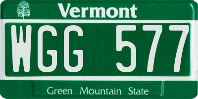 VT license plate WGG577