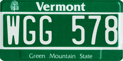 VT license plate WGG578